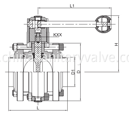 Food Grade 3PCS Butterfly Valves Weld Pull Handle